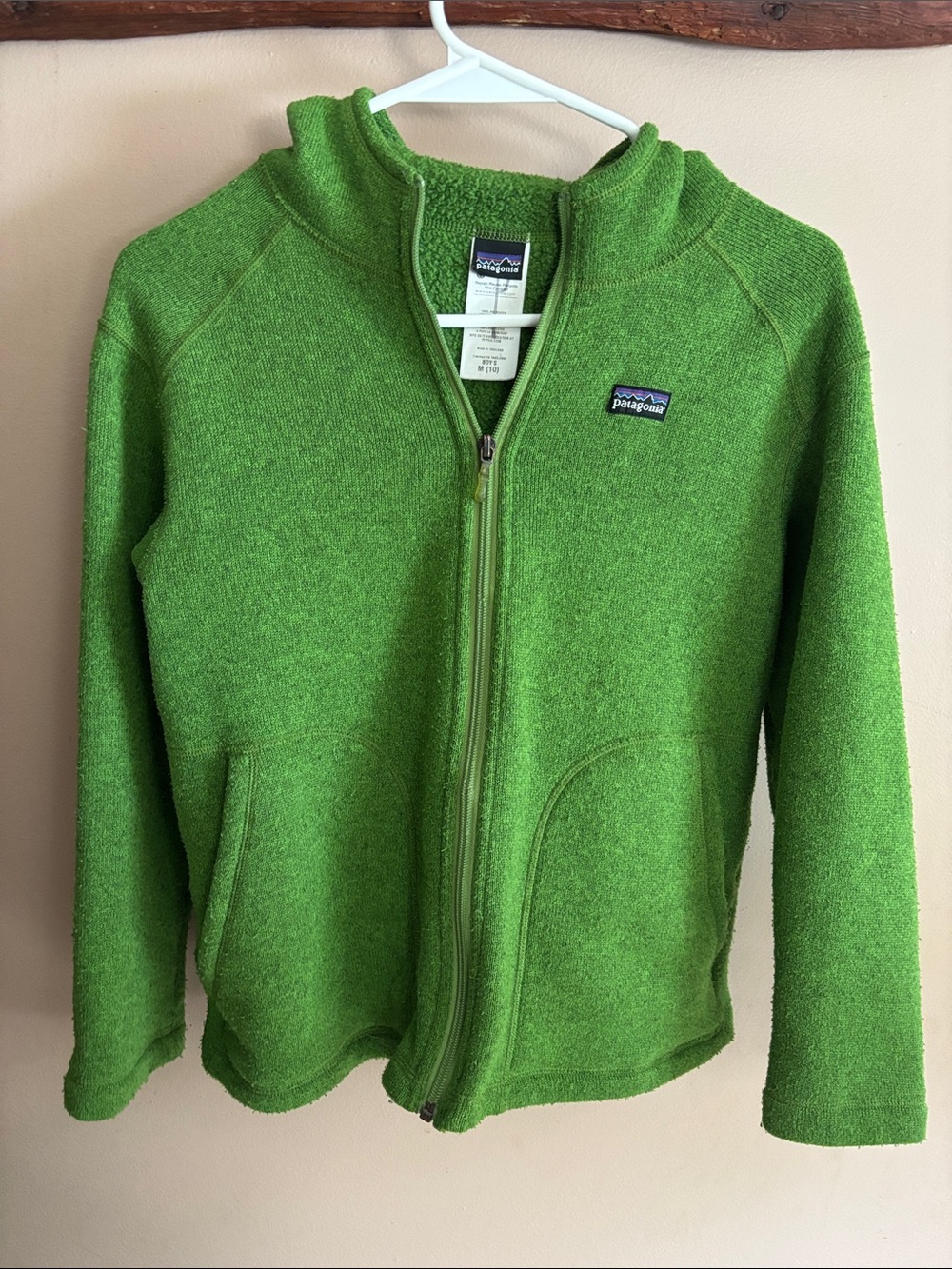 Patagonia Bright Green Zip-Up Fleece Hoodie
